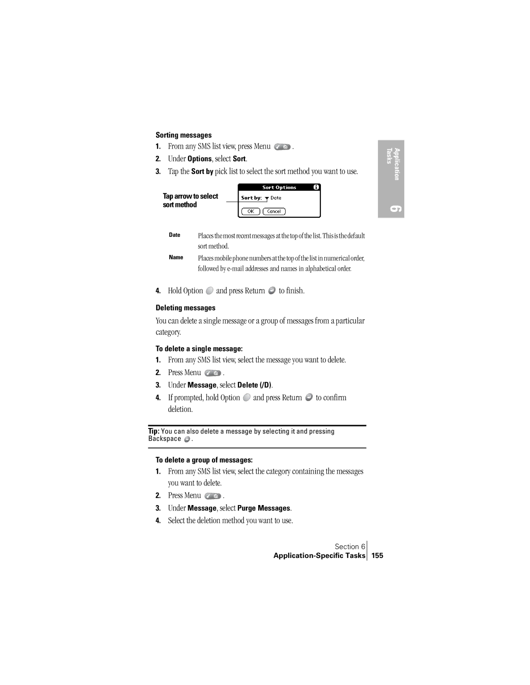 Handspring 300 manual Select the deletion method you want to use 