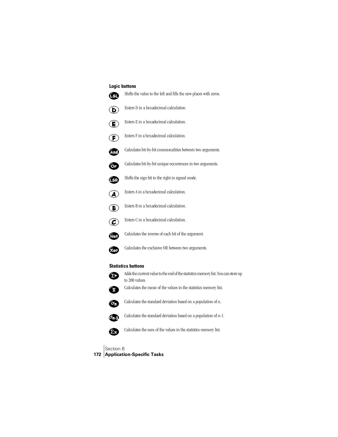 Handspring 300 manual Logic buttons, Statistics buttons, 172 