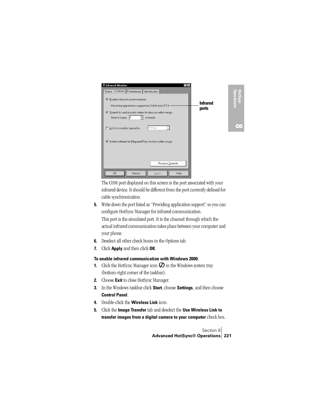 Handspring 300 manual Double-click the Wireless Link icon, To enable infrared communication with Windows, Control Panel 