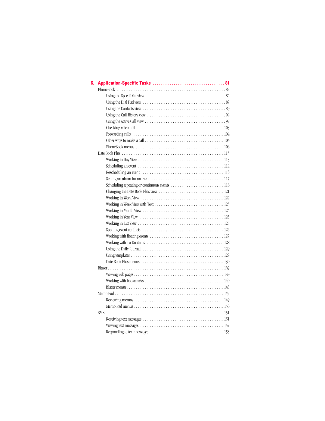 Handspring 300 manual Application-Specific Tasks 