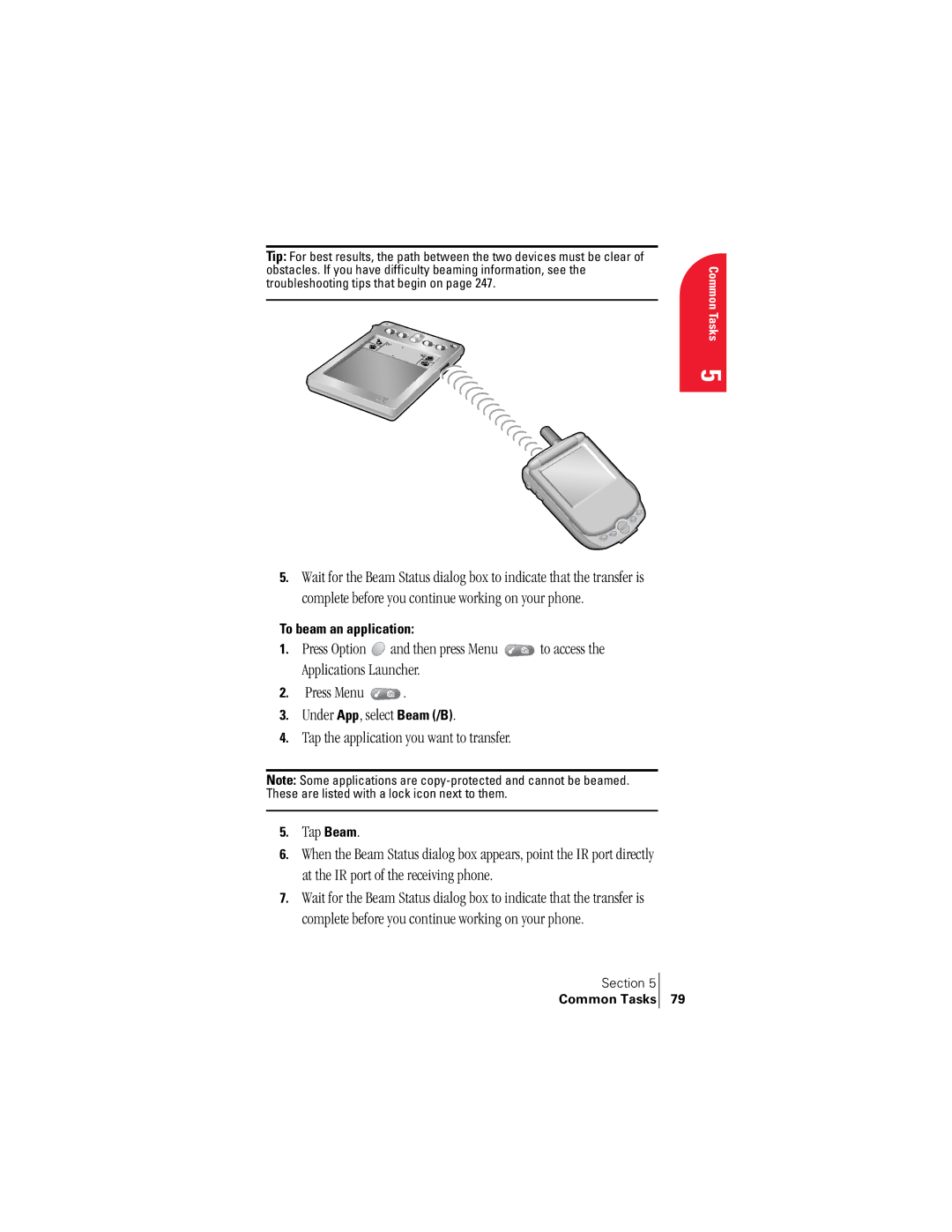 Handspring 300 manual To beam an application 