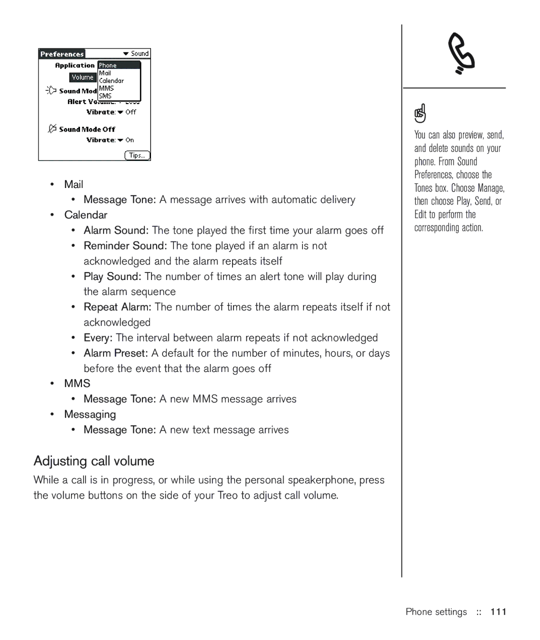 Handspring 600 manual Adjusting call volume 