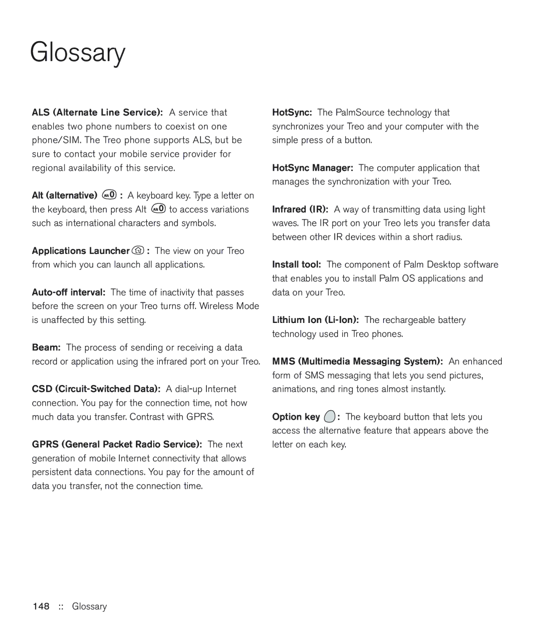 Handspring 600 manual Glossary 