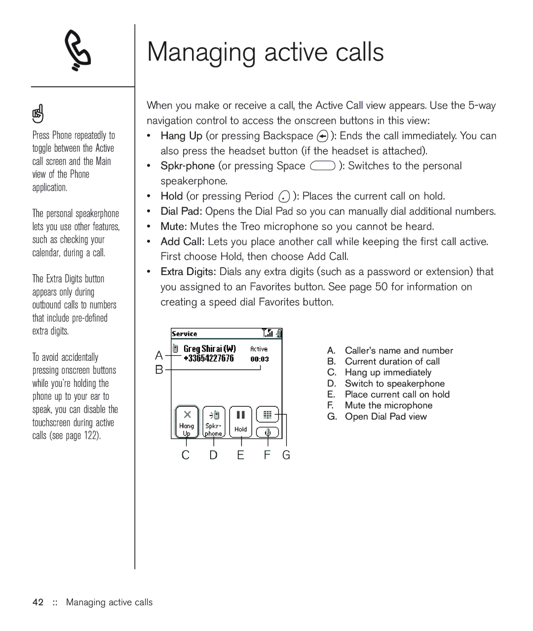 Handspring 600 manual Managing active calls 