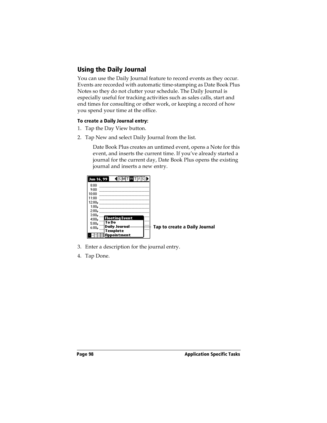 Handspring Visor manual Using the Daily Journal 