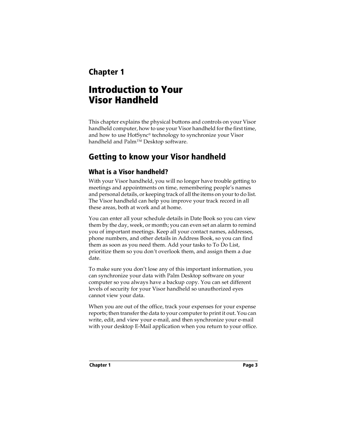 Handspring manual Chapter, Getting to know your Visor handheld, What is a Visor handheld? 