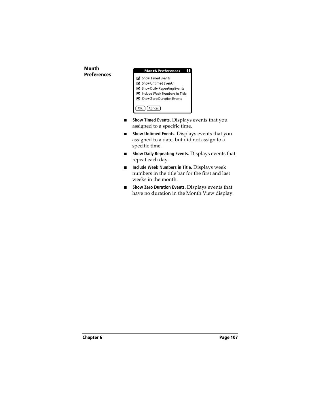 Handspring Visor manual Month Preferences 