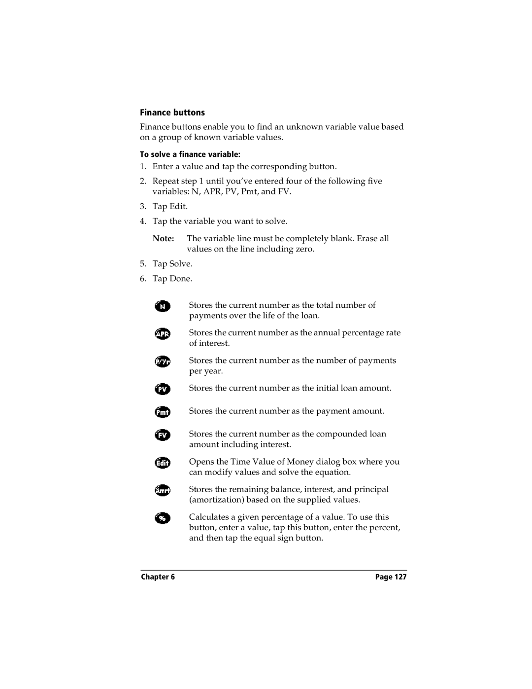 Handspring Visor manual Finance buttons 