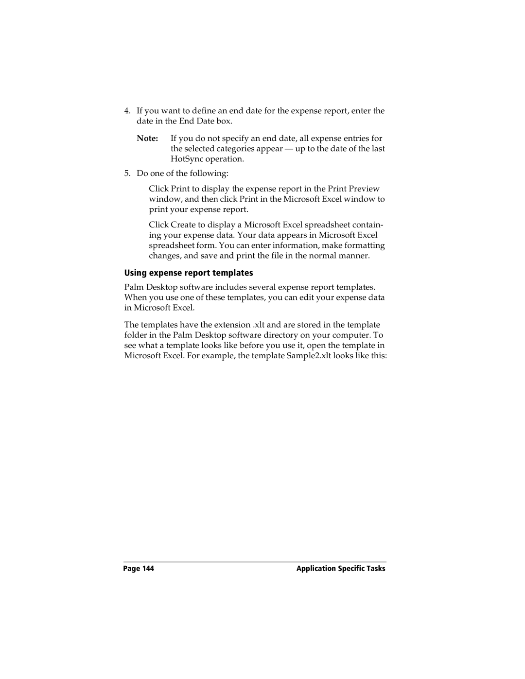 Handspring Visor manual Using expense report templates 