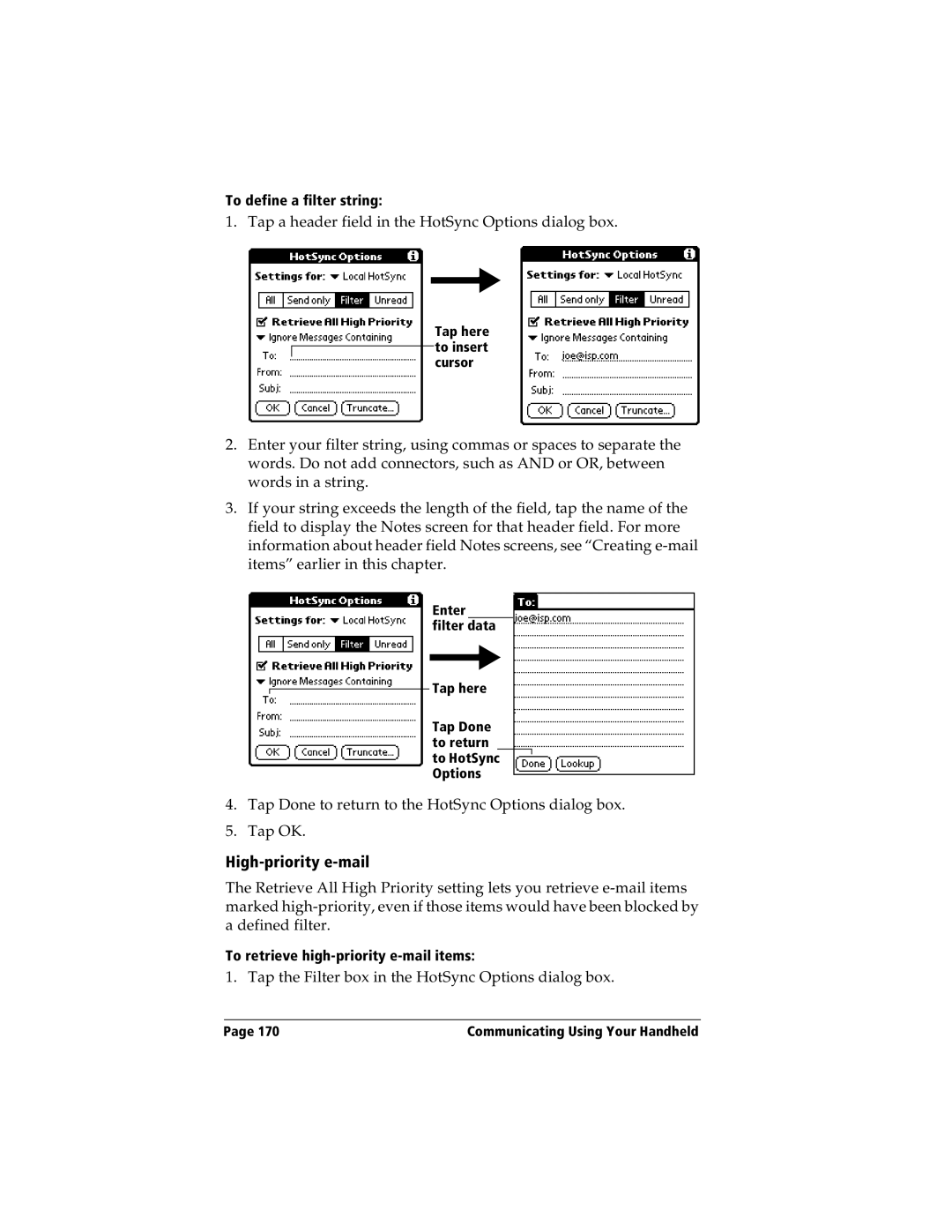 Handspring Visor manual High-priority e-mail 