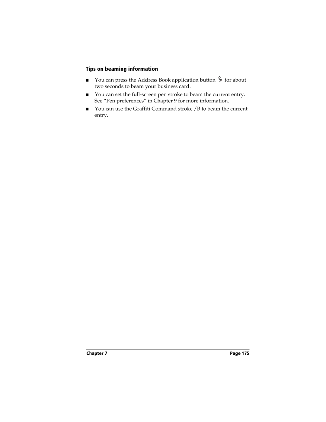 Handspring Visor manual Tips on beaming information 