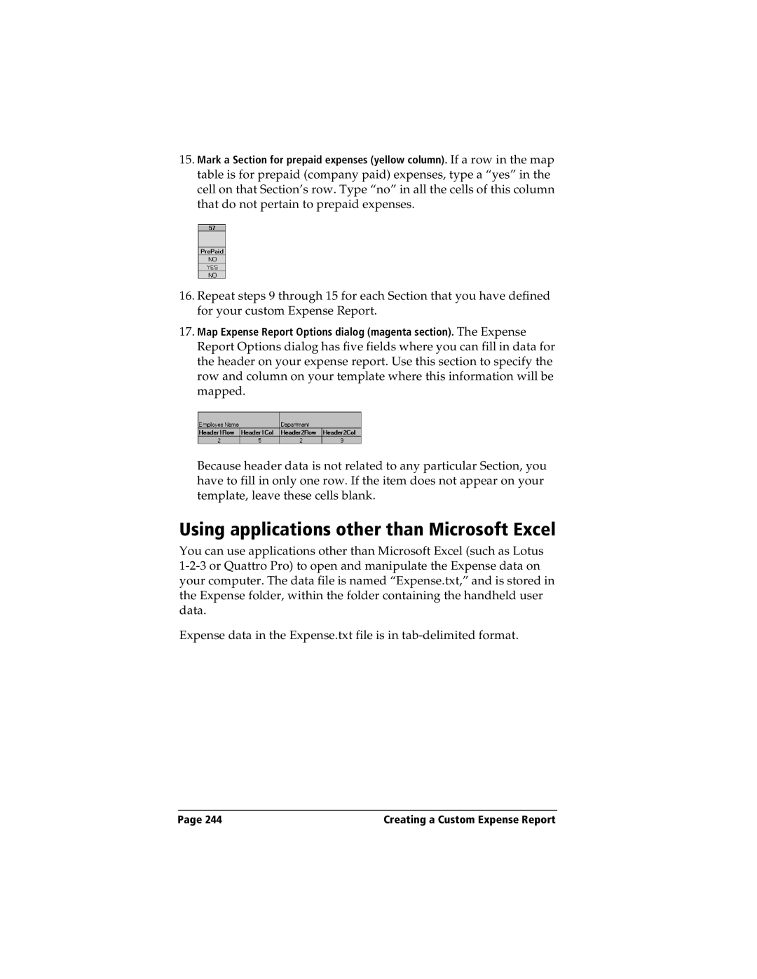 Handspring Visor manual Using applications other than Microsoft Excel 