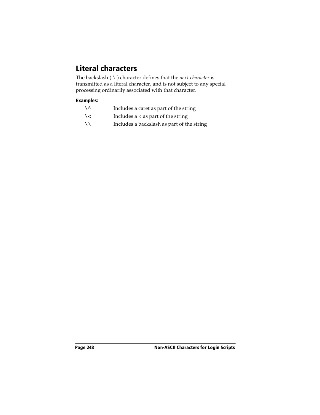 Handspring Visor manual Literal characters 