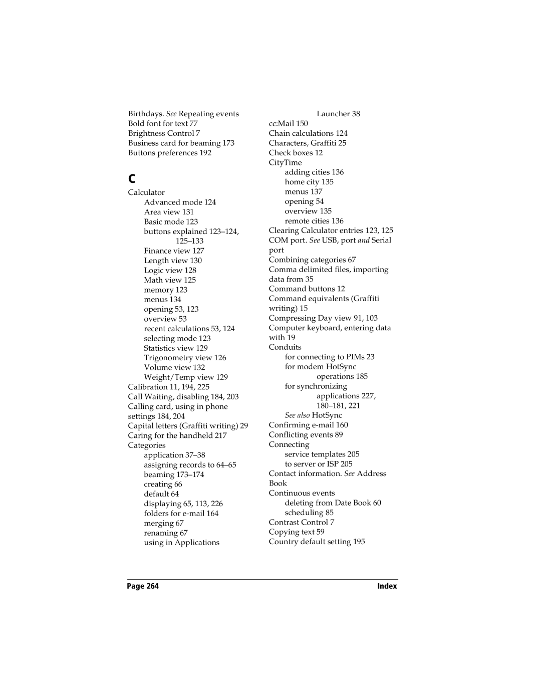 Handspring Visor manual Index 