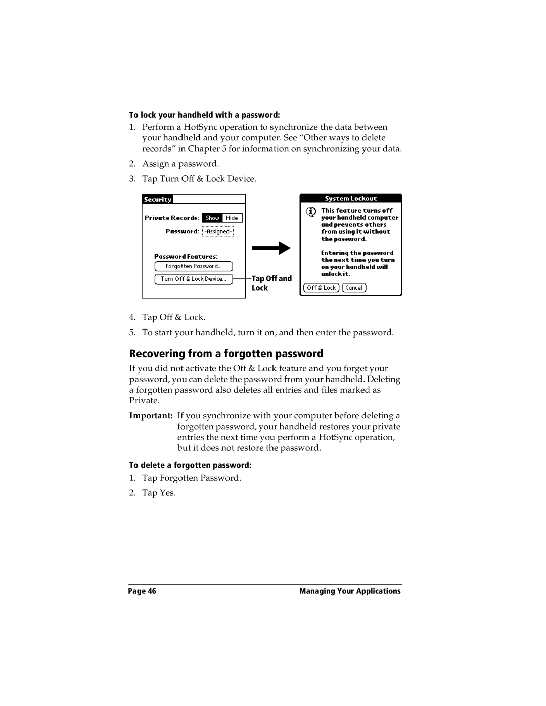 Handspring Visor manual Recovering from a forgotten password 