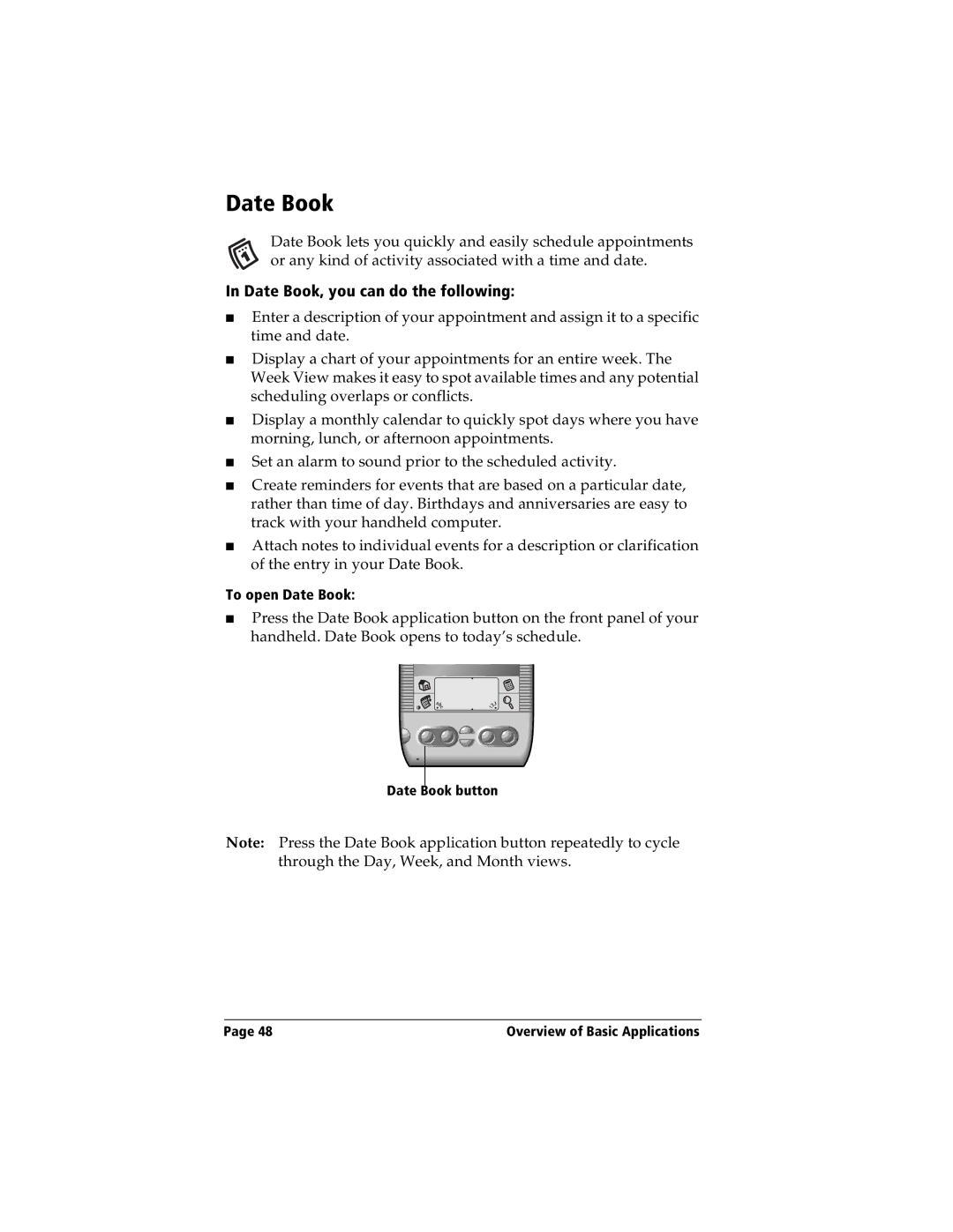 Handspring Visor manual Date Book, you can do the following 