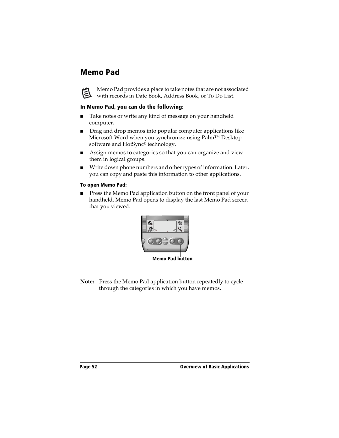 Handspring Visor manual Memo Pad, you can do the following 