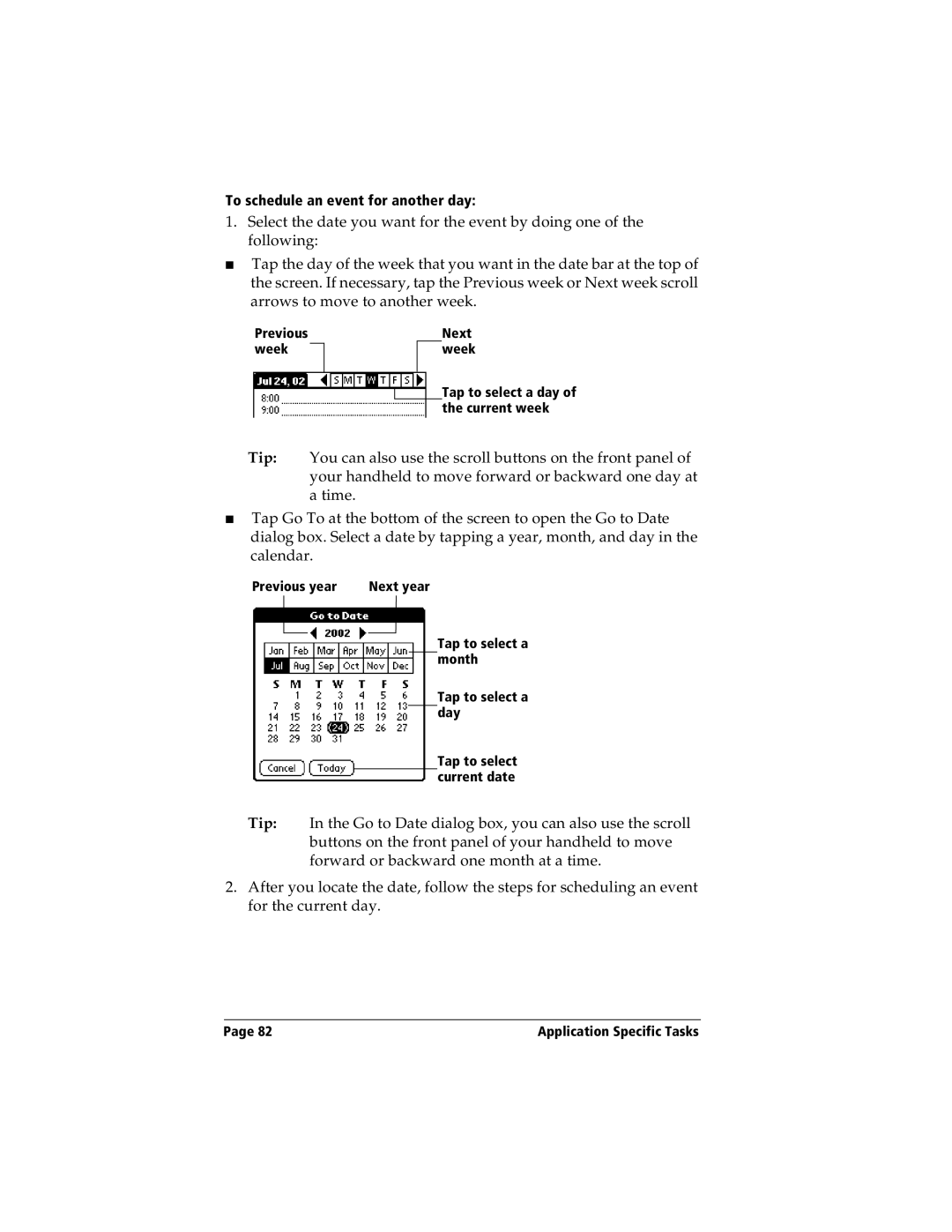 Handspring Visor manual To schedule an event for another day 