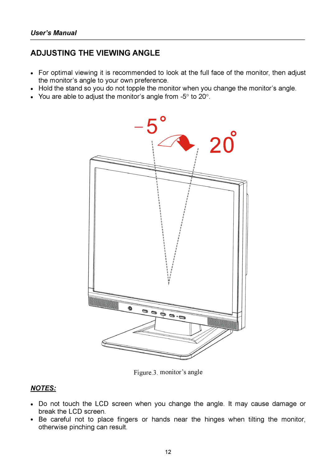 Hanns.G AG172 user manual Figure.3. monitor’s angle 