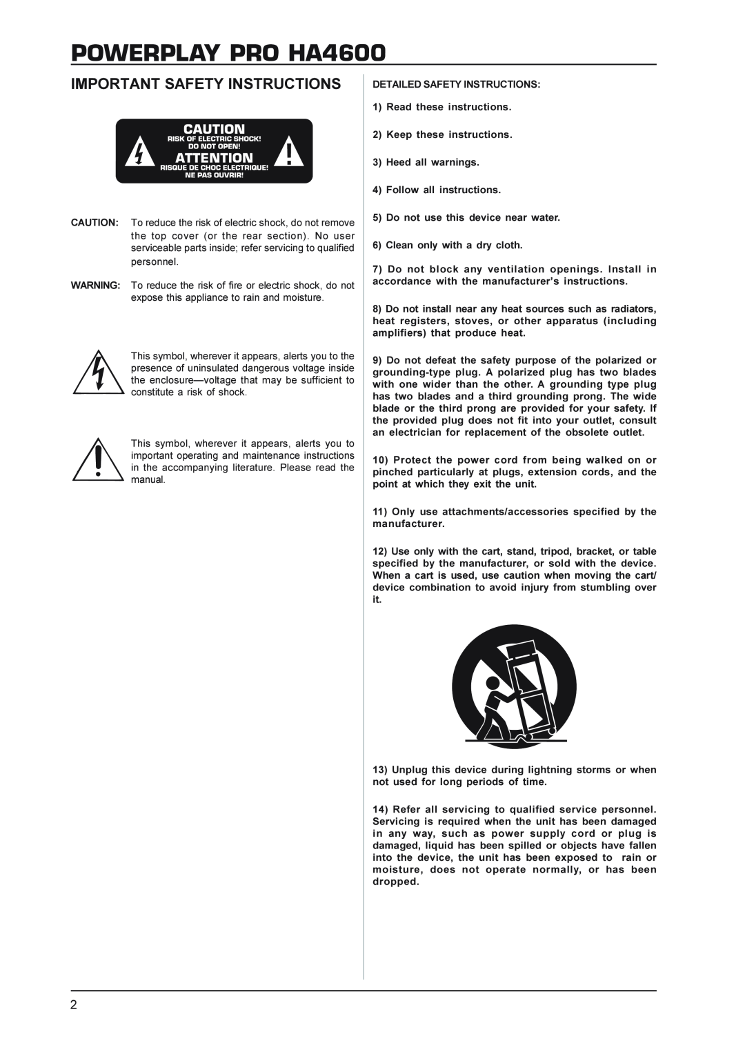 Hanns.G manual POWERPLAY PRO HA4600, Important Safety Instructions 