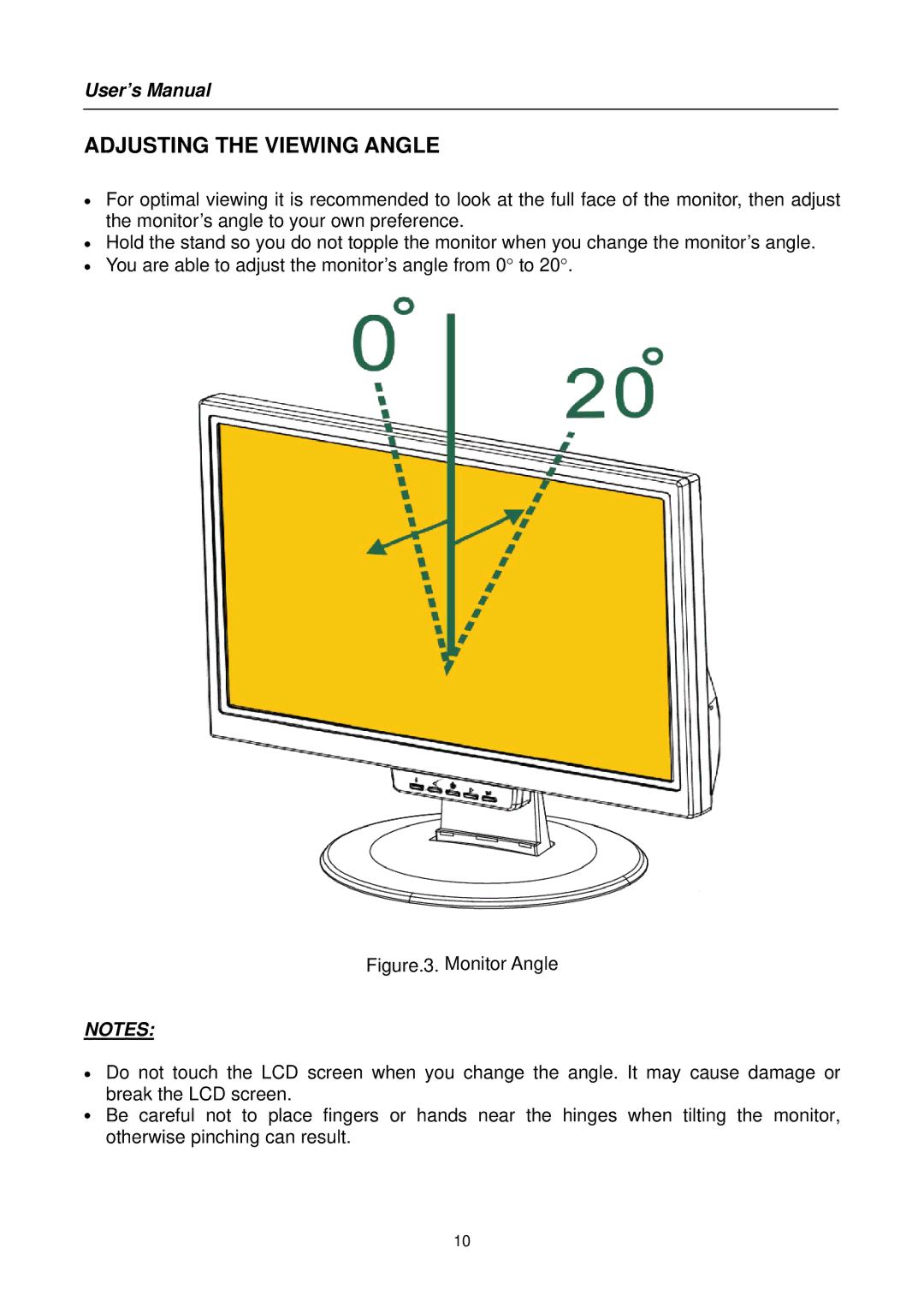 Hanns.G HB171 user manual Adjusting the Viewing Angle 