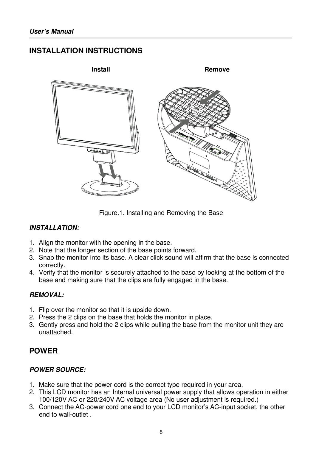 Hanns.G HB171 user manual Installation Instructions 