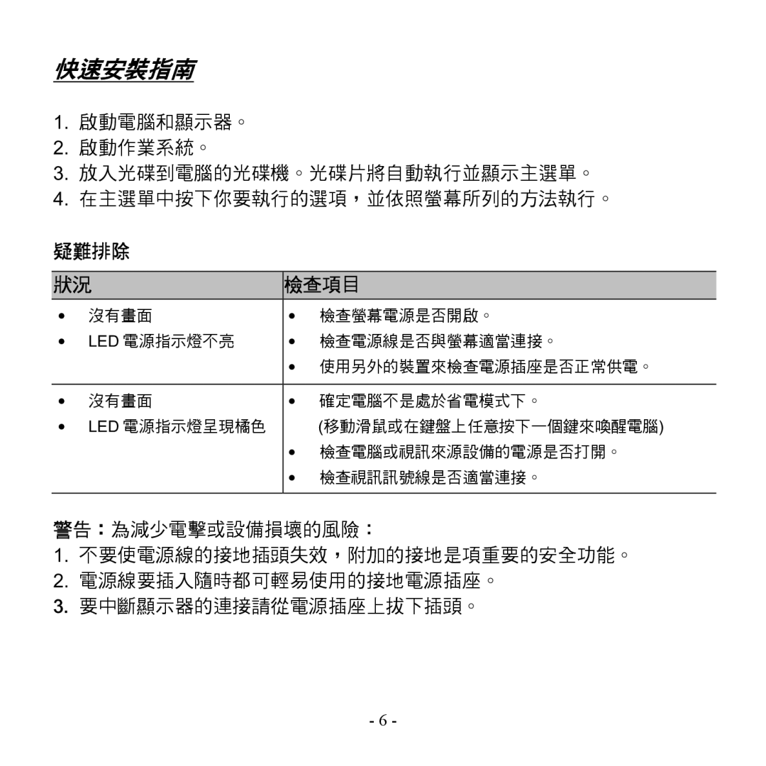 Hanns.G HG216DPO user manual 快速安裝指南 