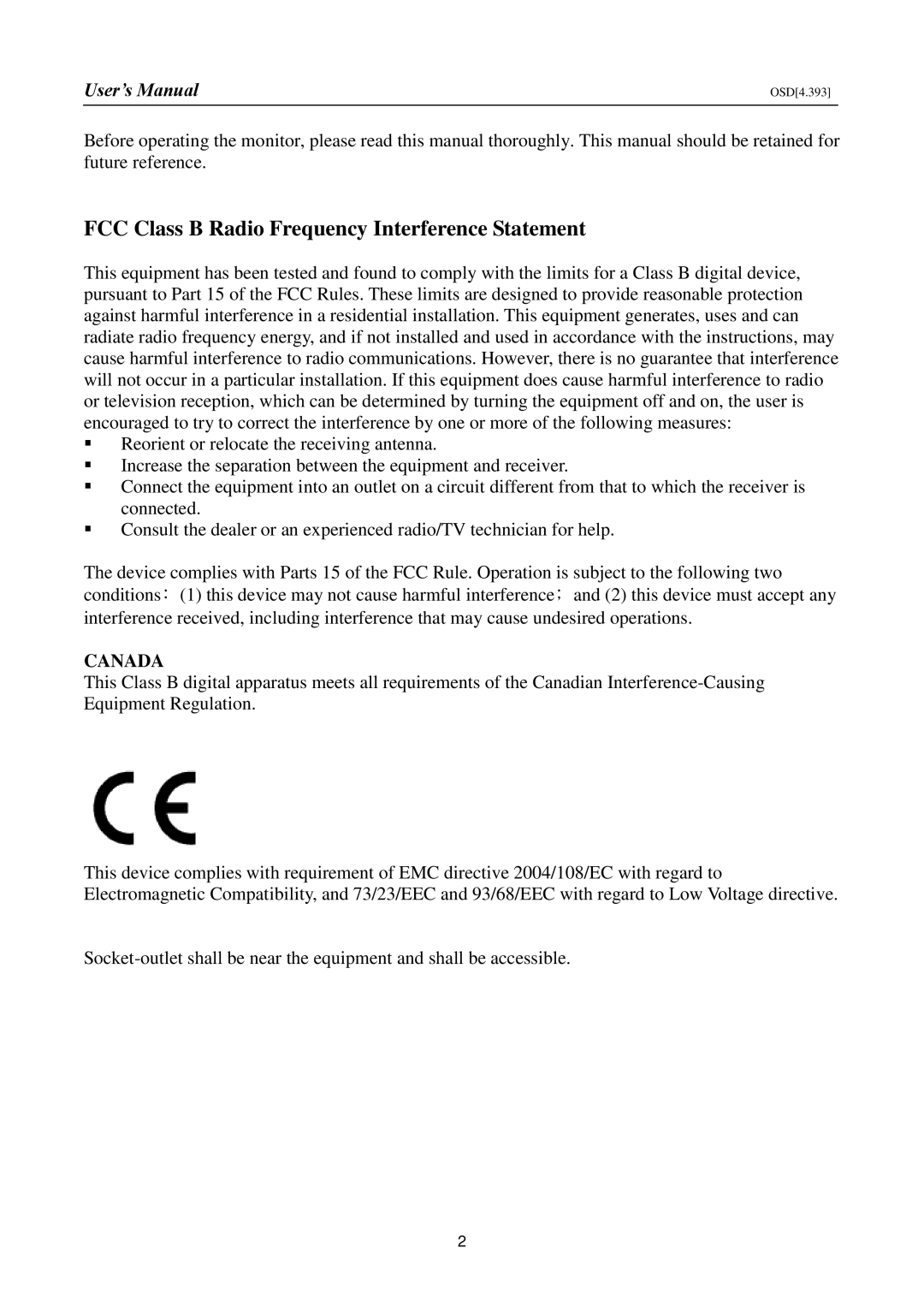 Hanns.G HL195, HSG1145 manual User’s Manual, Canada 