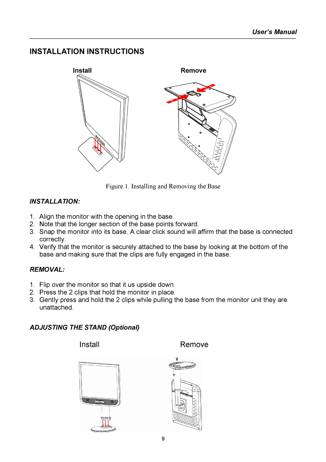 Hanns.G HN Series user manual Installation Instructions, Removal 