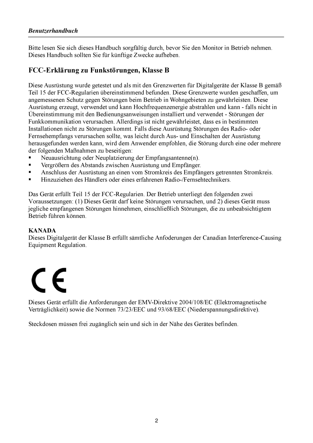 Hanns.G HSG 1083, HSG 1088, HSG 1084, HSG 1081, HSG 1082 manual FCC-Erklärung zu Funkstörungen, Klasse B 