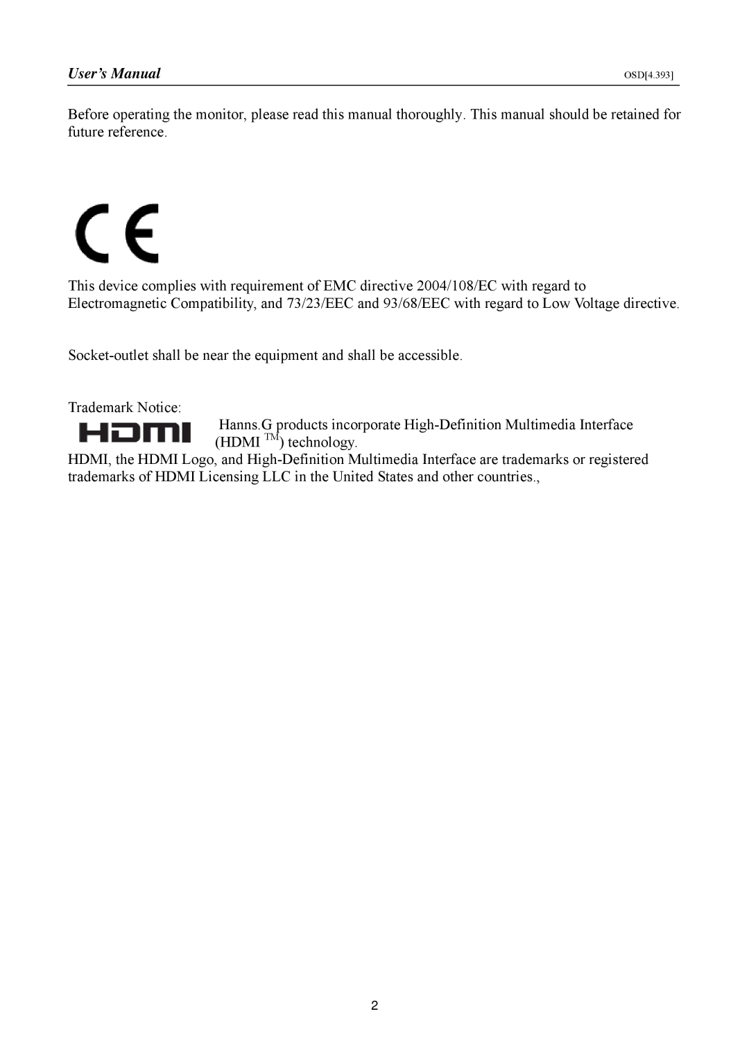 Hanns.G HSG 1155, HS233 manual User’s Manual 