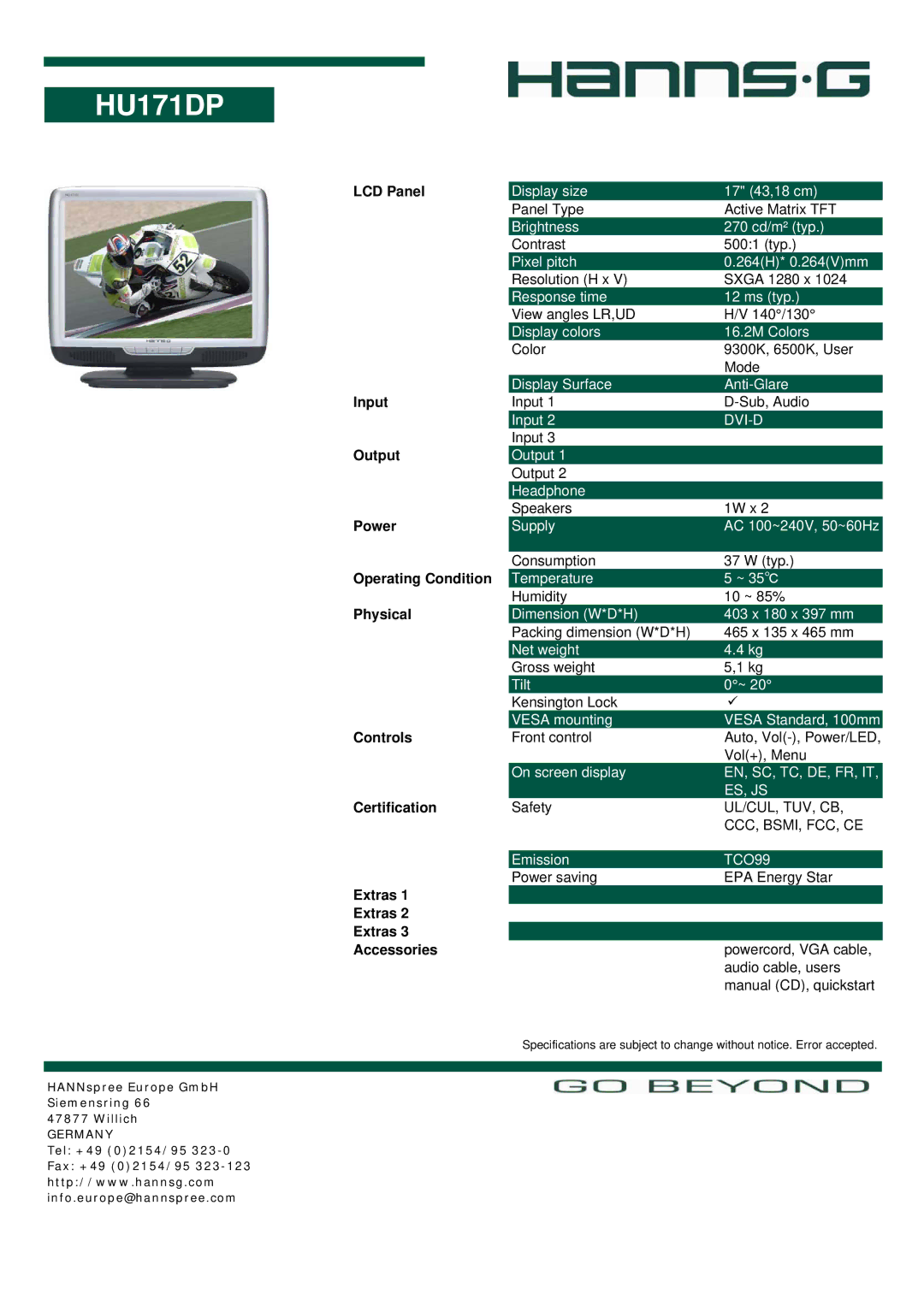 Hanns.G HU171DP user manual 