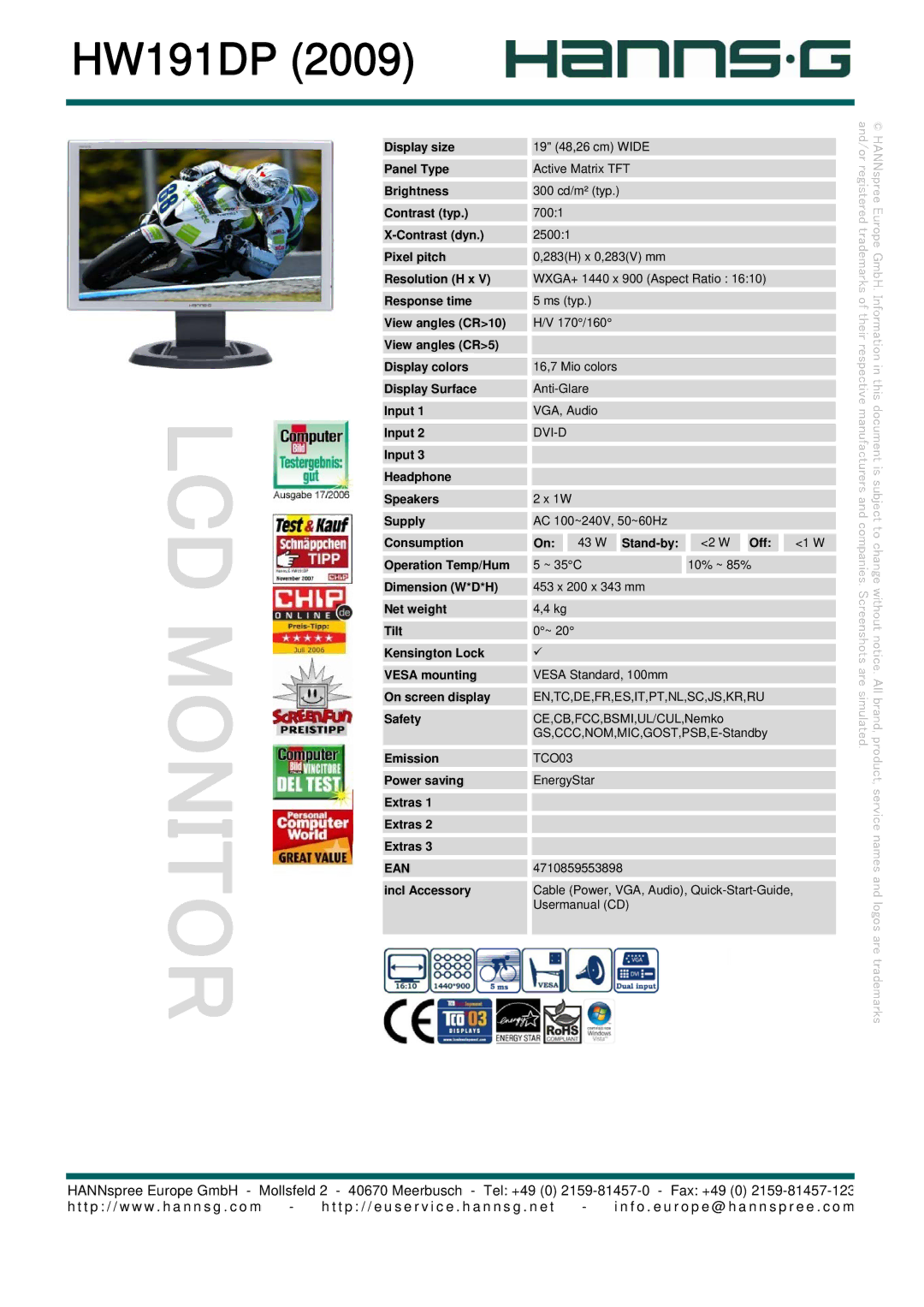 Hanns.G HW191DP (2009) quick start Lcdmonitor 