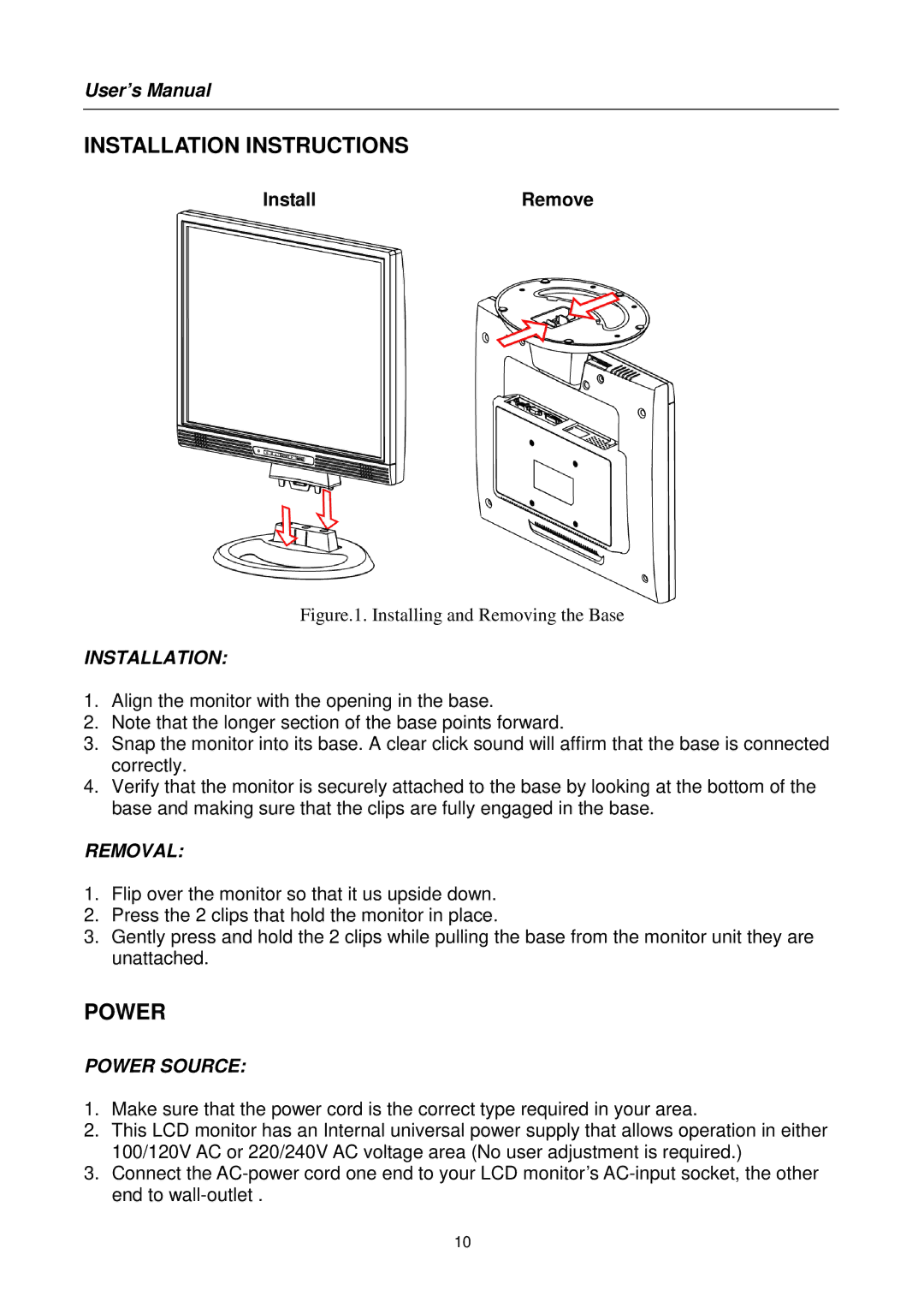 Hanns.G HX171 user manual Installation Instructions 