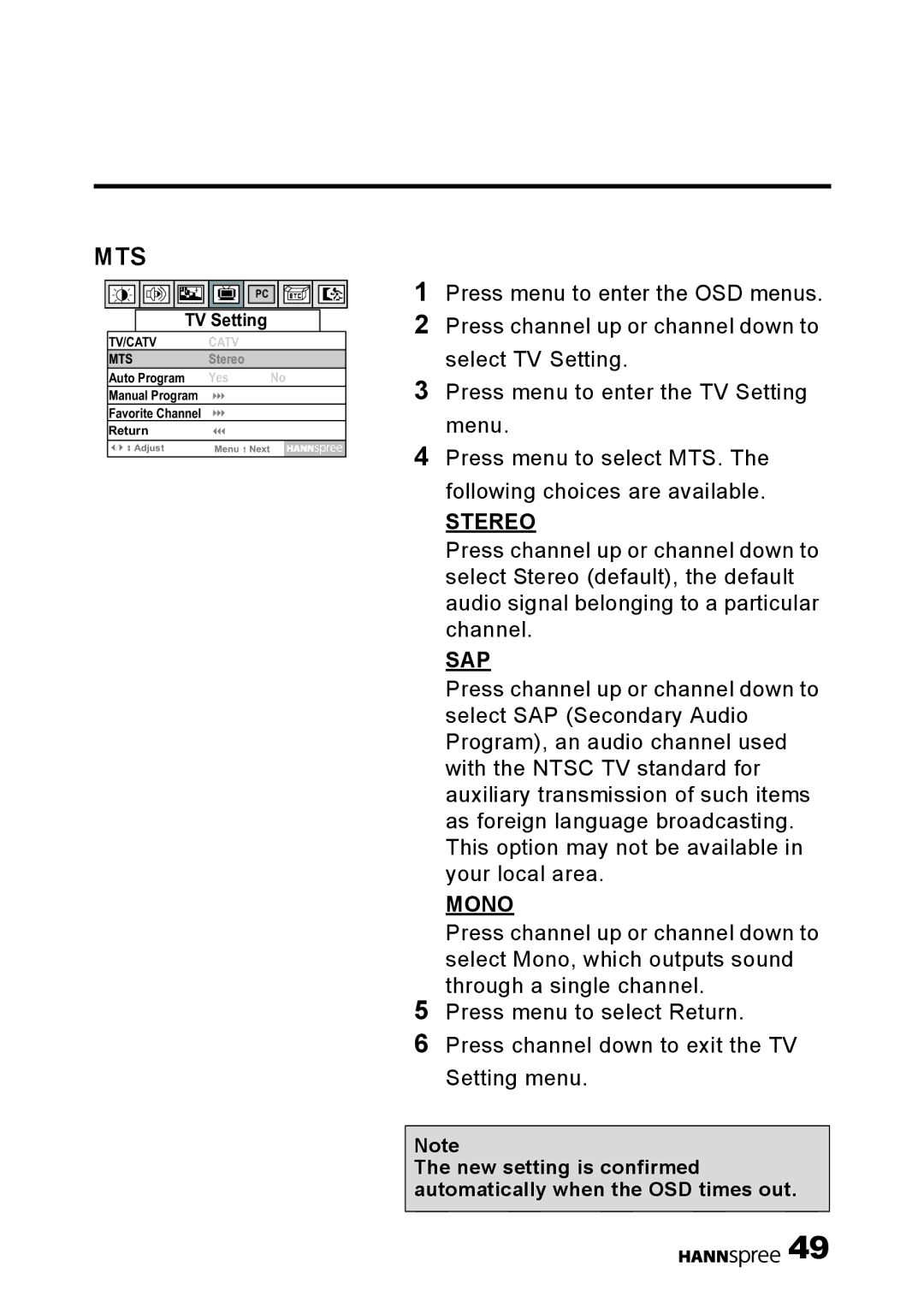 HANNspree 15 Liquid Crystal Display Television user manual Mts 