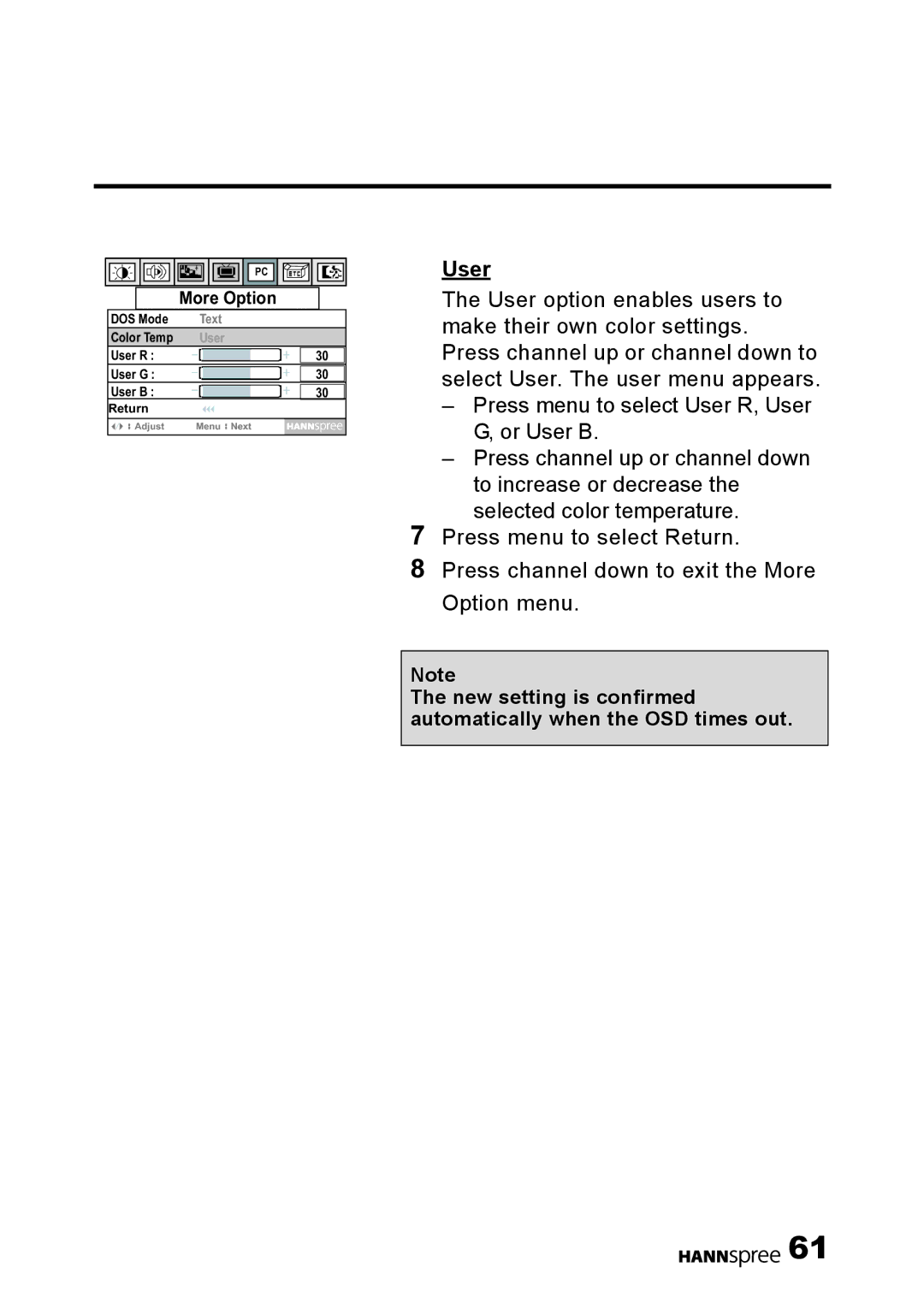 HANNspree 15 Liquid Crystal Display Television user manual User 