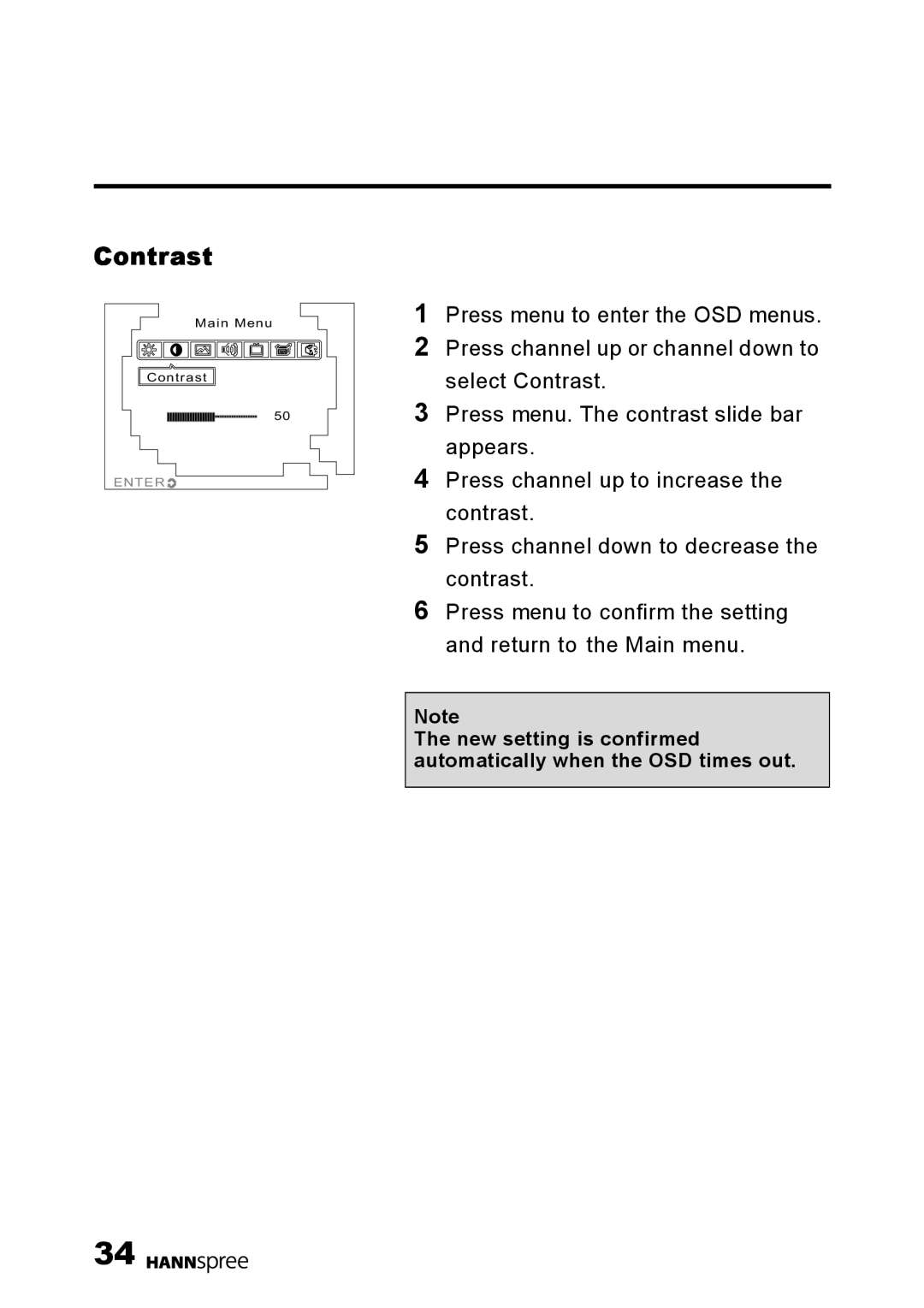 HANNspree 9.6 Liquid Crystal Display 12.1 Television user manual Contrast 