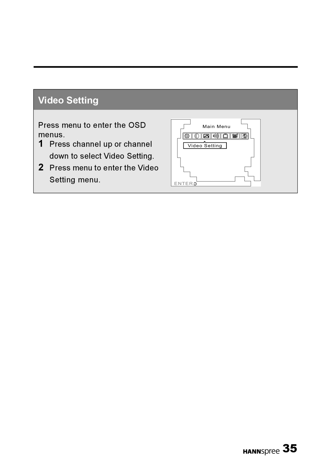 HANNspree 9.6 Liquid Crystal Display 12.1 Television user manual Video Setting 