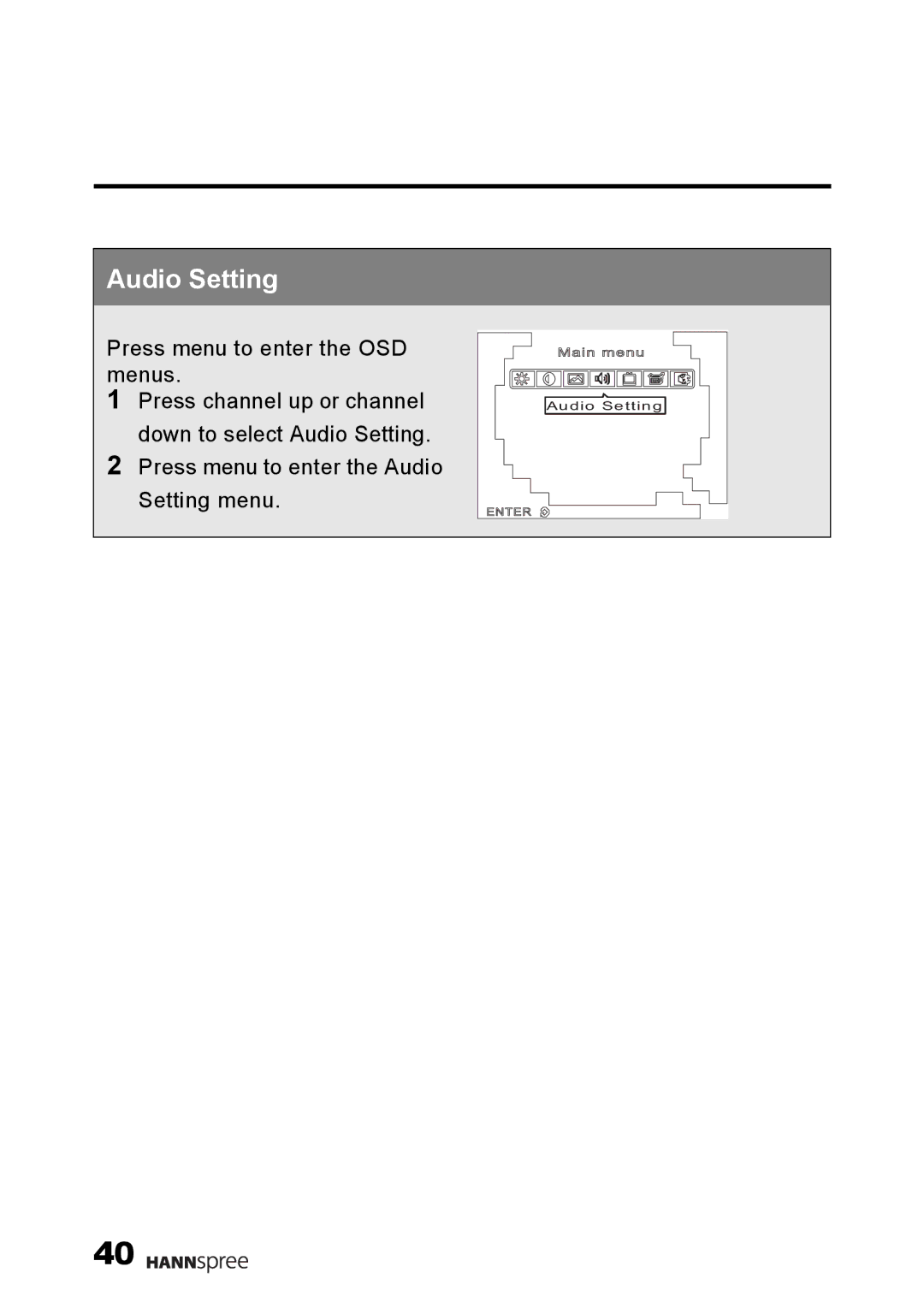 HANNspree 9.6 Liquid Crystal Display 12.1 Television user manual Audio Setting 