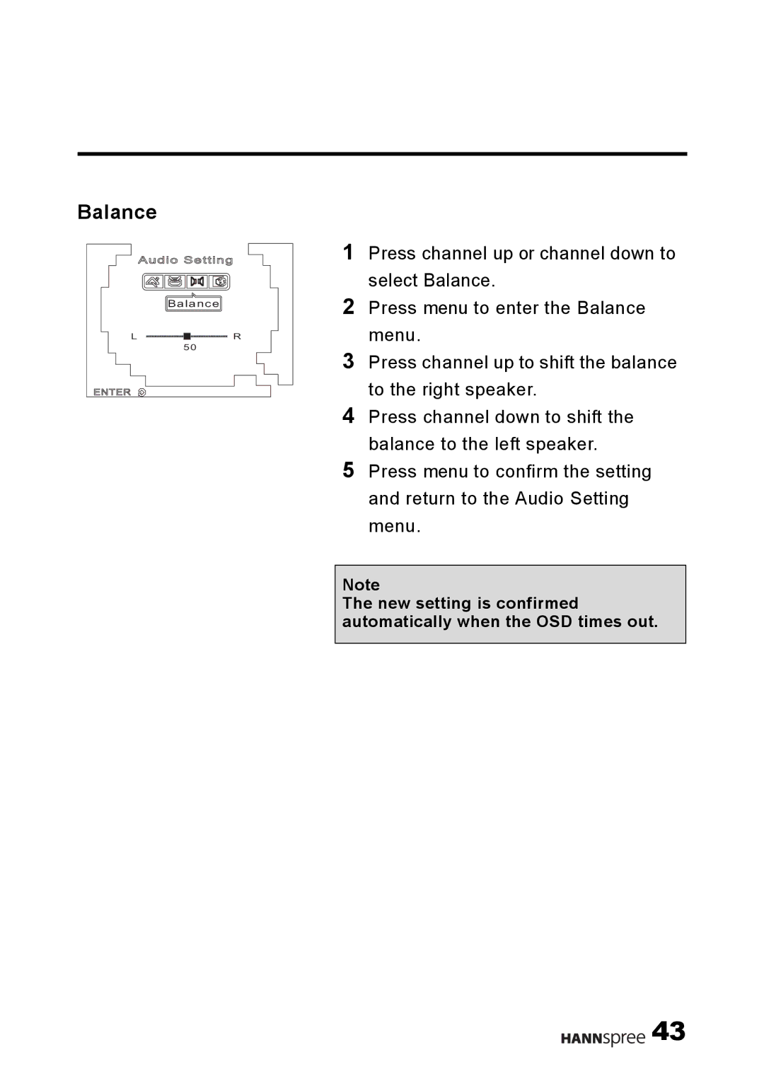 HANNspree 9.6 Liquid Crystal Display 12.1 Television user manual Balance 