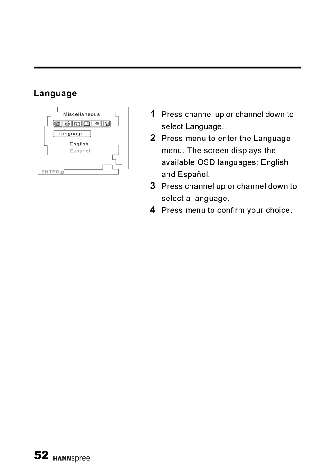 HANNspree 9.6 Liquid Crystal Display 12.1 Television user manual Language 