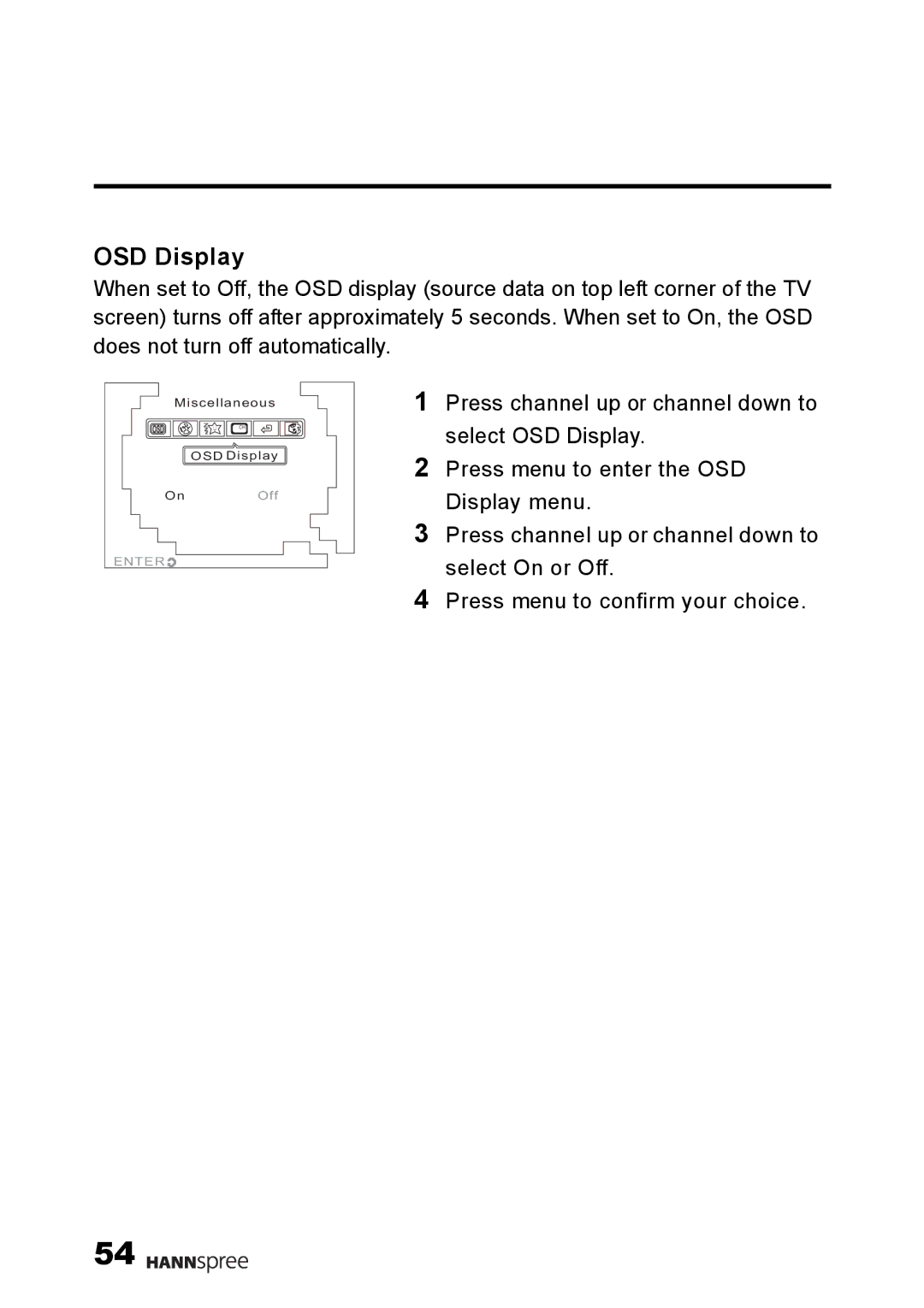 HANNspree 9.6 Liquid Crystal Display 12.1 Television user manual OSD Display 