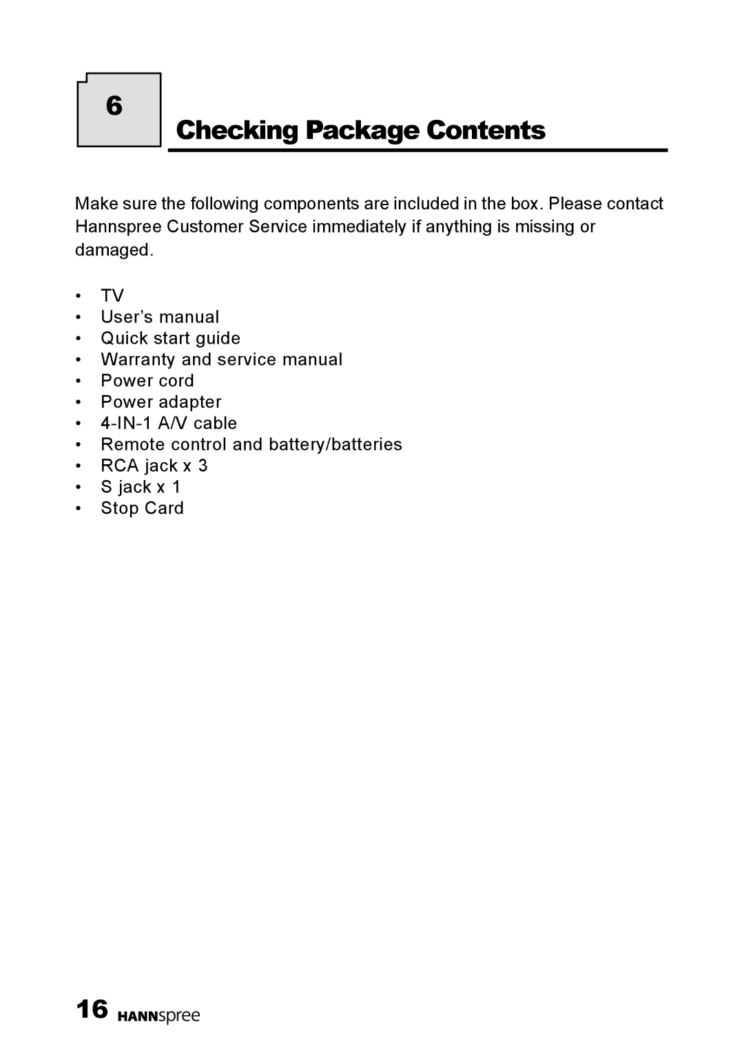 HANNspree DT01-12U1-000 user manual Checking Package Contents 