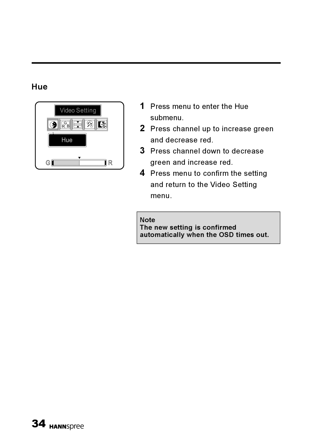 HANNspree DT01-12U1-000 user manual Hue 