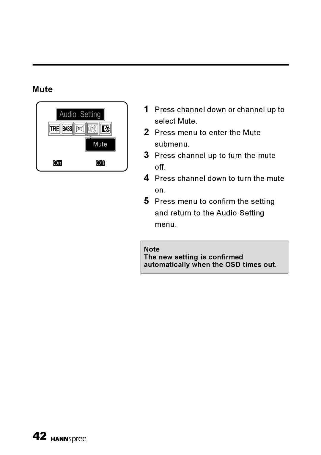 HANNspree DT01-12U1-000 user manual Mute, Off 