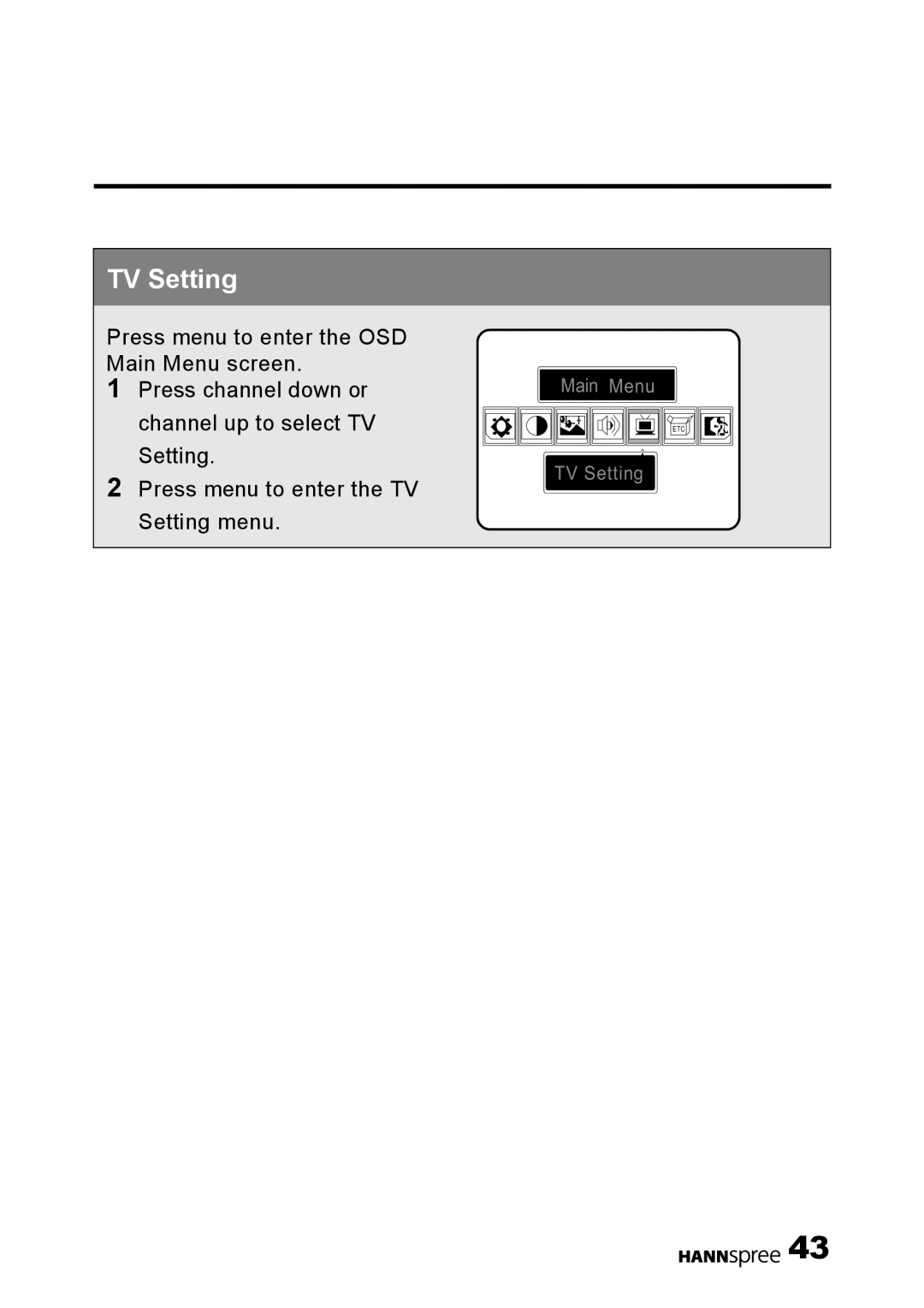 HANNspree DT01-12U1-000 user manual TV Setting 