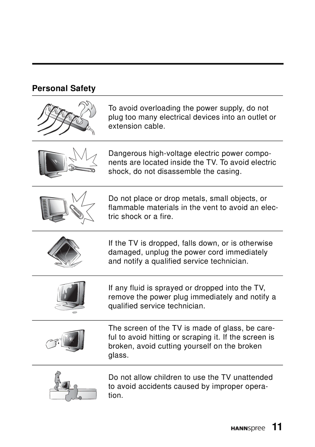 HANNspree DT04-12A1 manual Personal Safety 