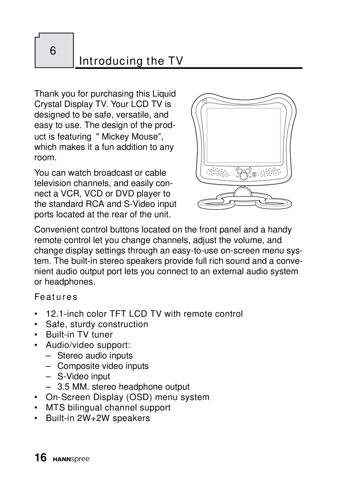 HANNspree DT04-12A1 manual Introducing the TV, Features 