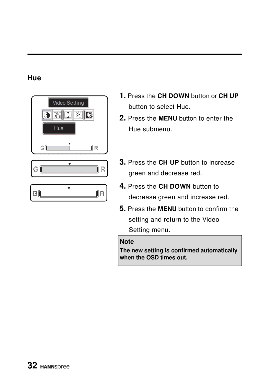 HANNspree DT04-12A1 manual Hue 