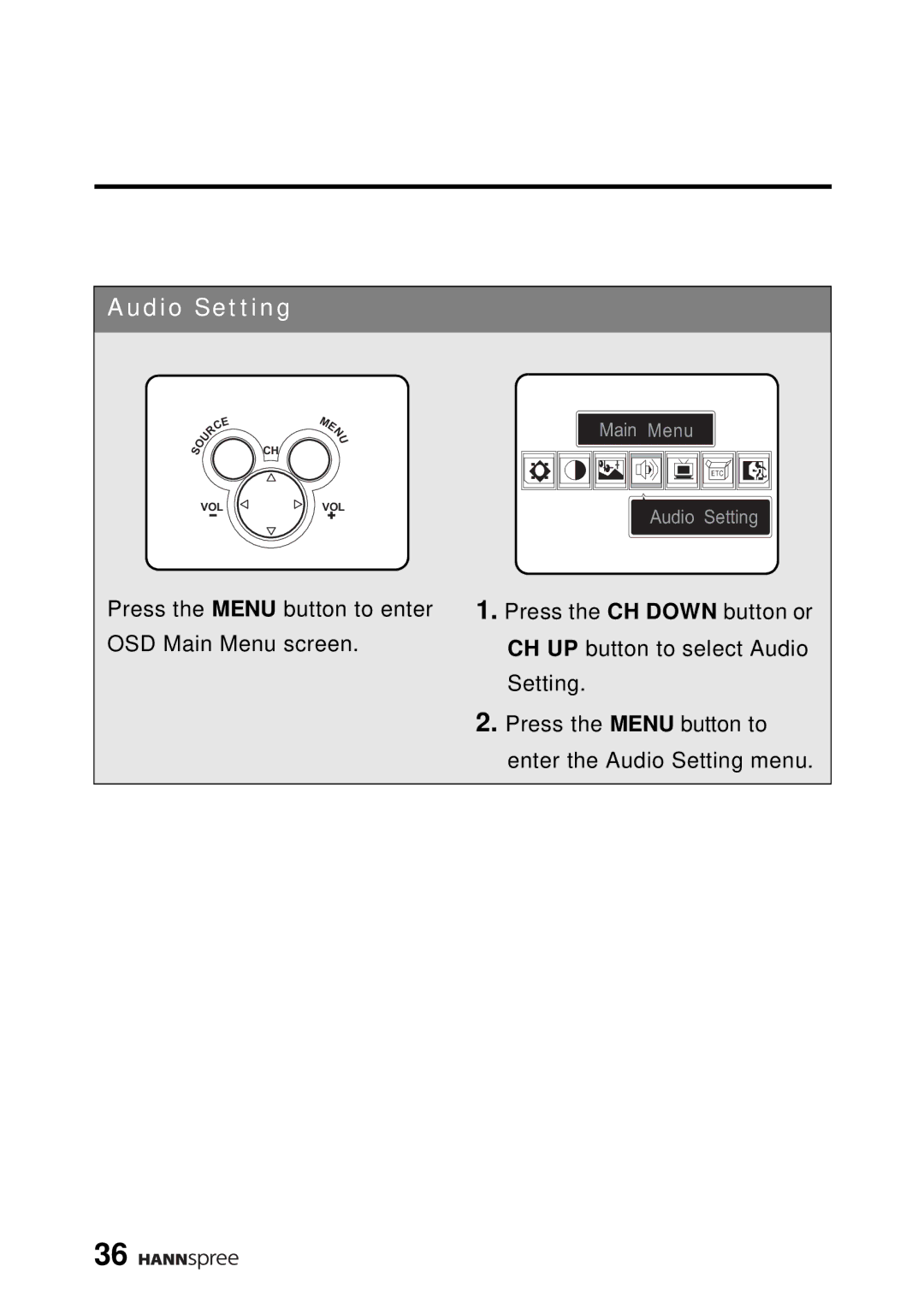 HANNspree DT04-12A1 manual Audio Setting 